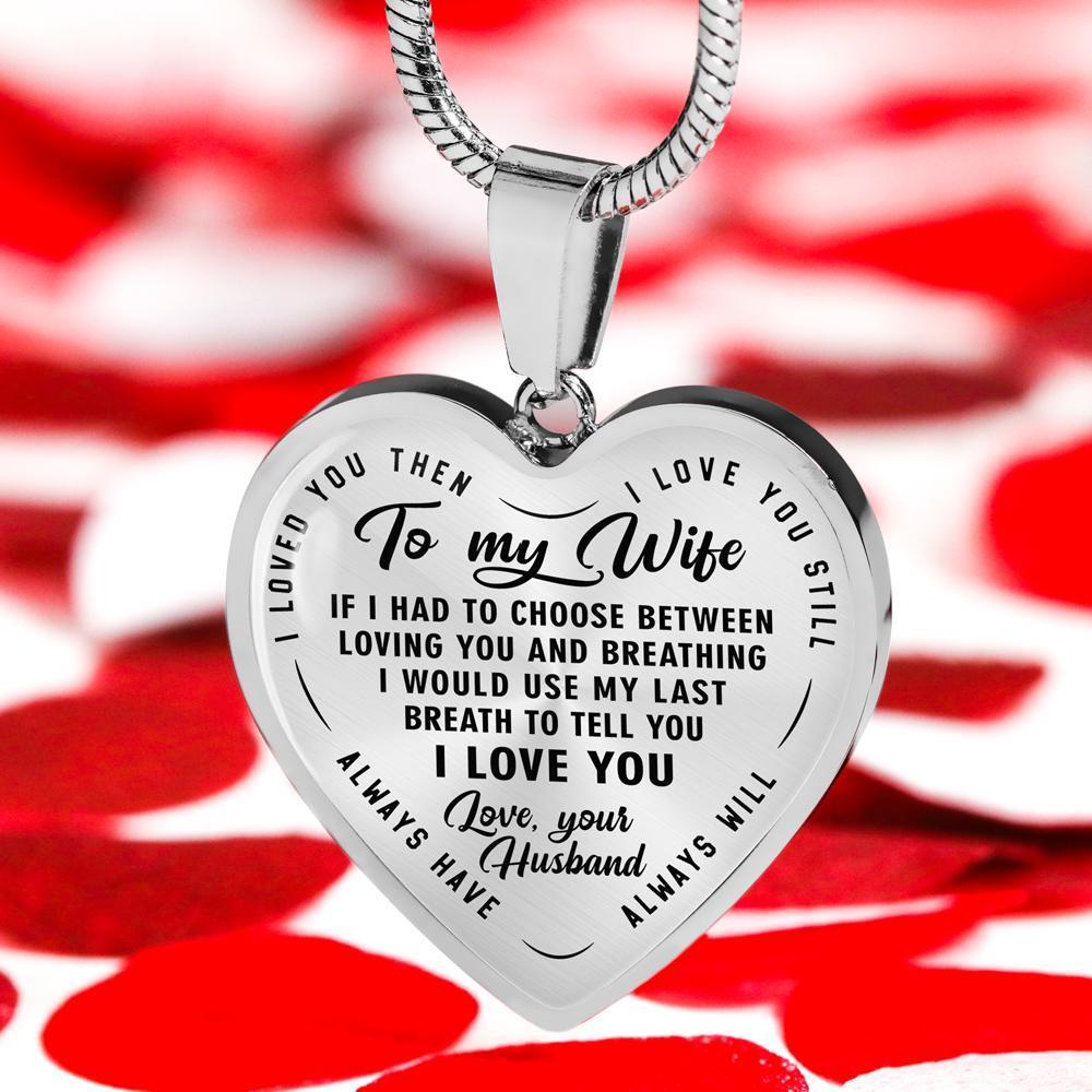 litzzy To my Wife - Last Breath - Heart Luxury Necklace - Necklace Gift For Her, Wife, Girlfriend, Anniversary, Wedding, Valentine, Birthday with Message Card Jewelry   