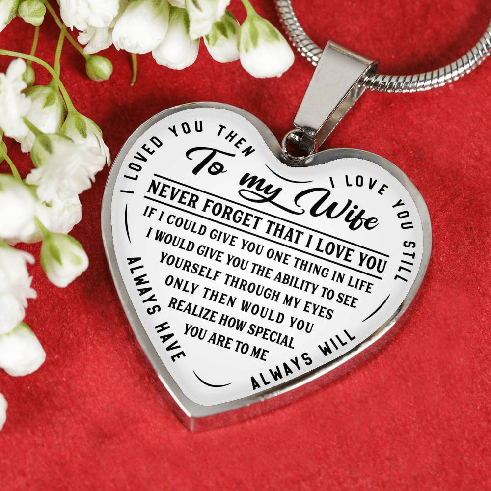 litzzy To My Wife - Never Forget That I Love You - Heart Luxury Necklace - Necklace Gift For Her, Wife, Girlfriend, Anniversary, Wedding, Valentine, Birthday with Message Card Jewelry Luxury Necklace (Silver) No 