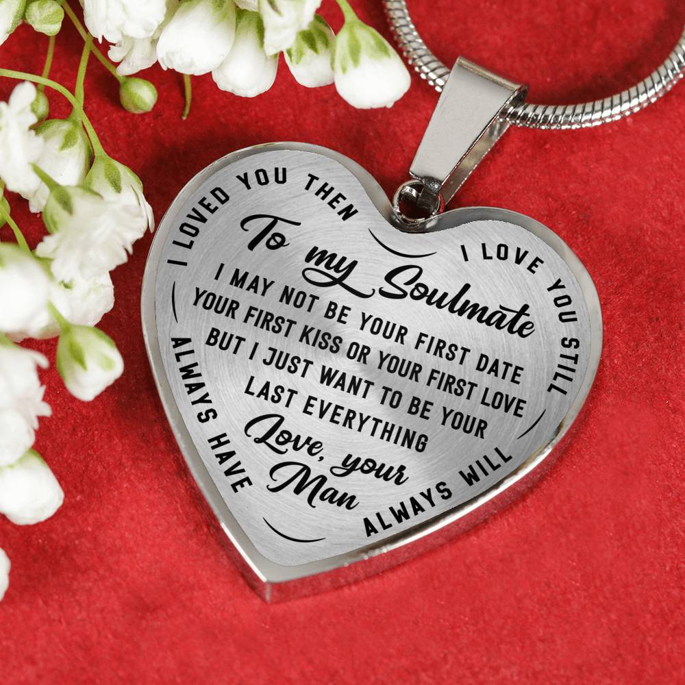 litzzy To My Soulmate - Last Everything - Heart Luxury Necklace - Necklace Gift For Her, Wife, Girlfriend, Anniversary, Wedding, Valentine, Birthday with Message Card Jewelry Luxury Necklace (Silver) No 