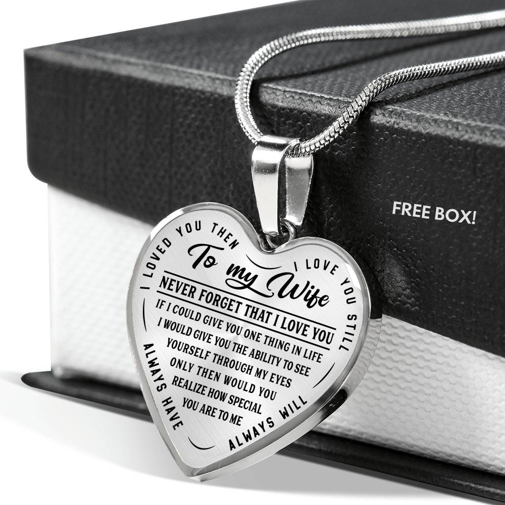 litzzy To My Wife - Never Forget That I Love You - Heart Luxury Necklace - Necklace Gift For Her, Wife, Girlfriend, Anniversary, Wedding, Valentine, Birthday with Message Card Jewelry   