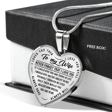 litzzy To My Wife - Never Forget That I Love You - Heart Luxury Necklace - Necklace Gift For Her, Wife, Girlfriend, Anniversary, Wedding, Valentine, Birthday with Message Card Jewelry   