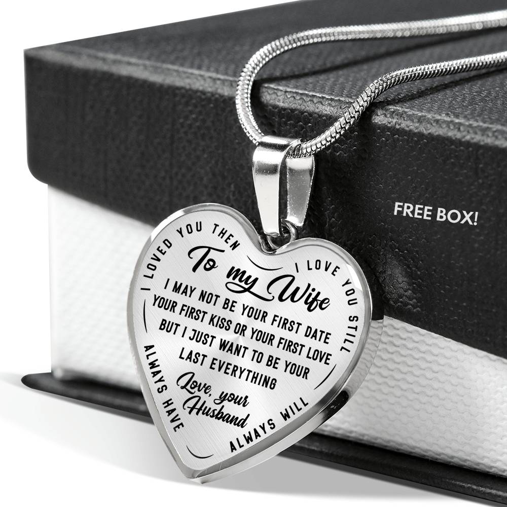 litzzy To My Wife - Last Everything - Luxury Heart Necklace - Necklace Gift For Her, Wife, Girlfriend, Anniversary, Wedding, Valentine, Birthday with Message Card Jewelry   