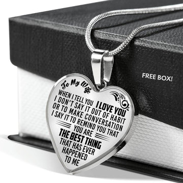 litzzy To My Wife Necklace When I tell I Love You - Necklace Gift For Her, Wife, Girlfriend, Anniversary, Wedding, Valentine, Birthday with Message Card Jewelry   
