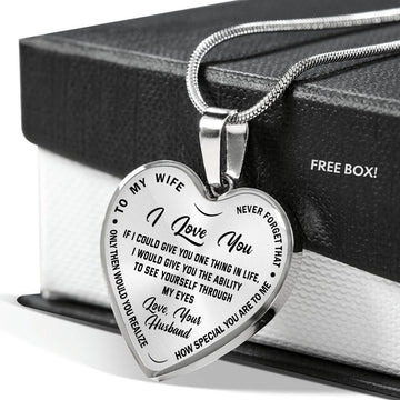 litzzy To My Wife Never Forget That I Love You - Gift For Christmas, Birthday, Anniversary - Necklace Gift For Her, Wife, Girlfriend, Anniversary, Wedding, Valentine, Birthday with Message Card Jewelry Luxury Necklace (Silver) No 
