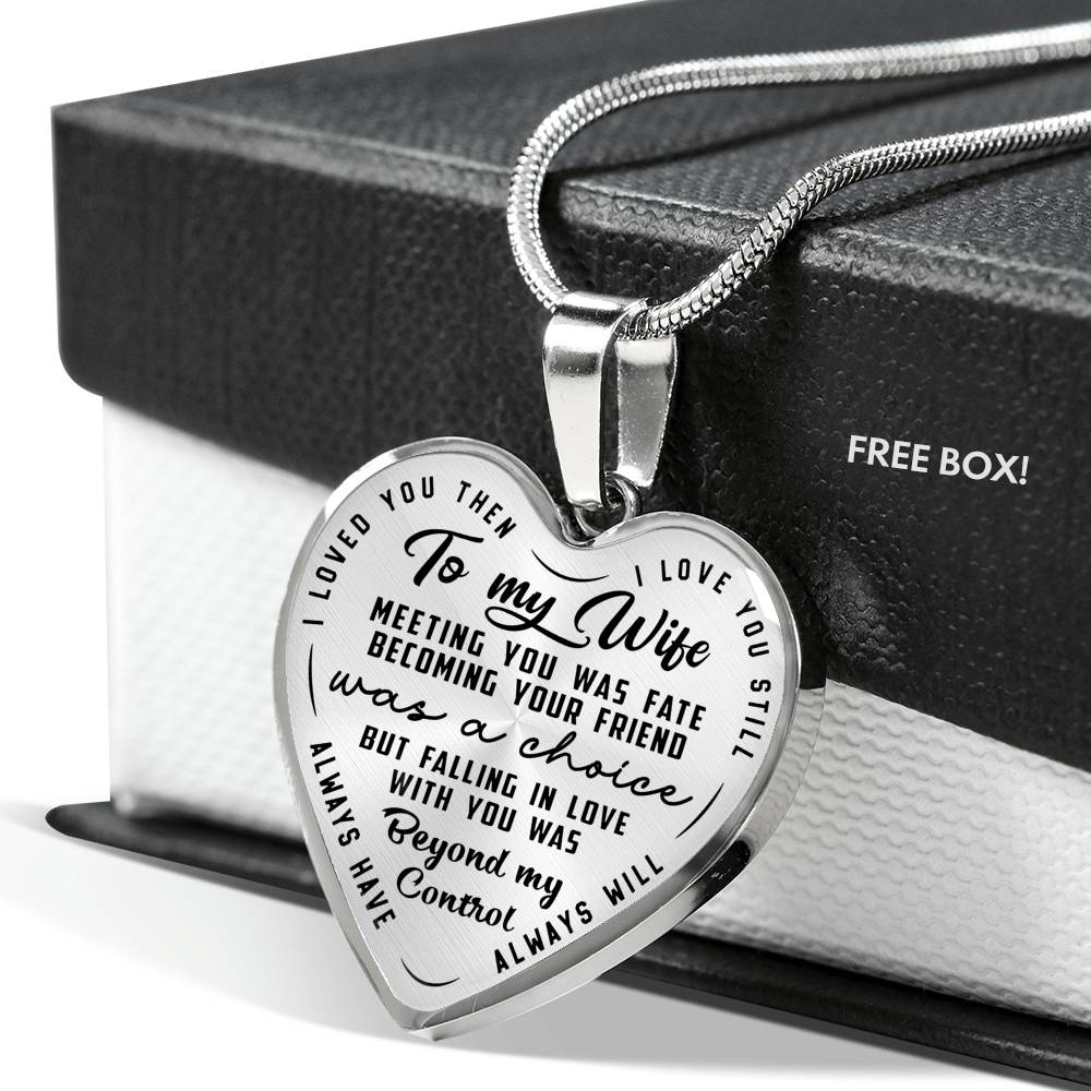 litzzy To My Wife - Meeting You Was Fate - Heart Luxury Necklace - Necklace Gift For Her, Wife, Girlfriend, Anniversary, Wedding, Valentine, Birthday with Message Card Jewelry Luxury Necklace (Silver) No 