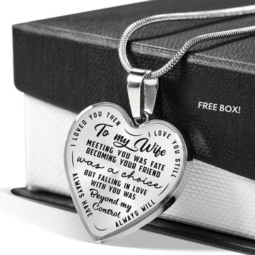 litzzy To My Wife - Meeting You Was Fate - Heart Luxury Necklace - Necklace Gift For Her, Wife, Girlfriend, Anniversary, Wedding, Valentine, Birthday with Message Card Jewelry Luxury Necklace (Silver) No 