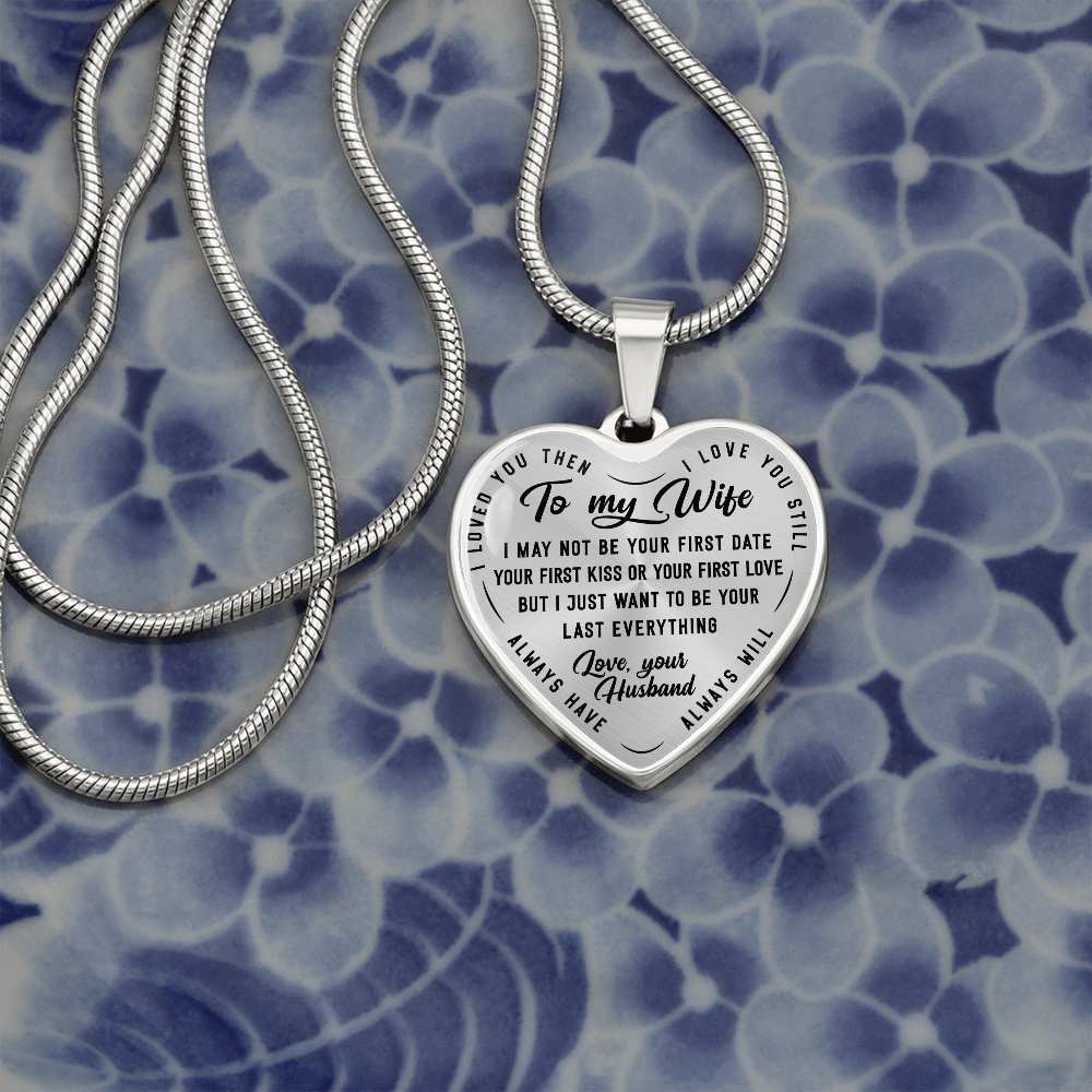 litzzy To My Wife - Last Everything - Luxury Heart Necklace - Necklace Gift For Her, Wife, Girlfriend, Anniversary, Wedding, Valentine, Birthday with Message Card Jewelry   