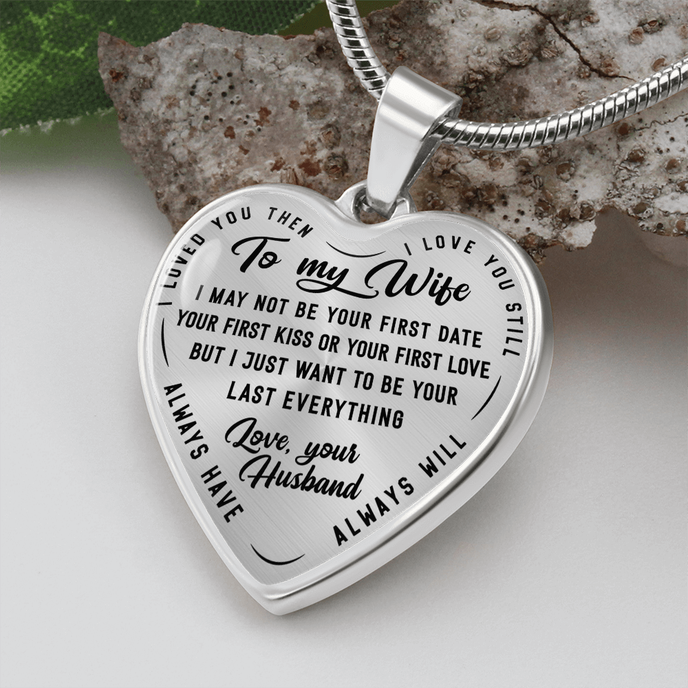 litzzy To My Wife - Last Everything - Luxury Heart Necklace - Necklace Gift For Her, Wife, Girlfriend, Anniversary, Wedding, Valentine, Birthday with Message Card Jewelry   