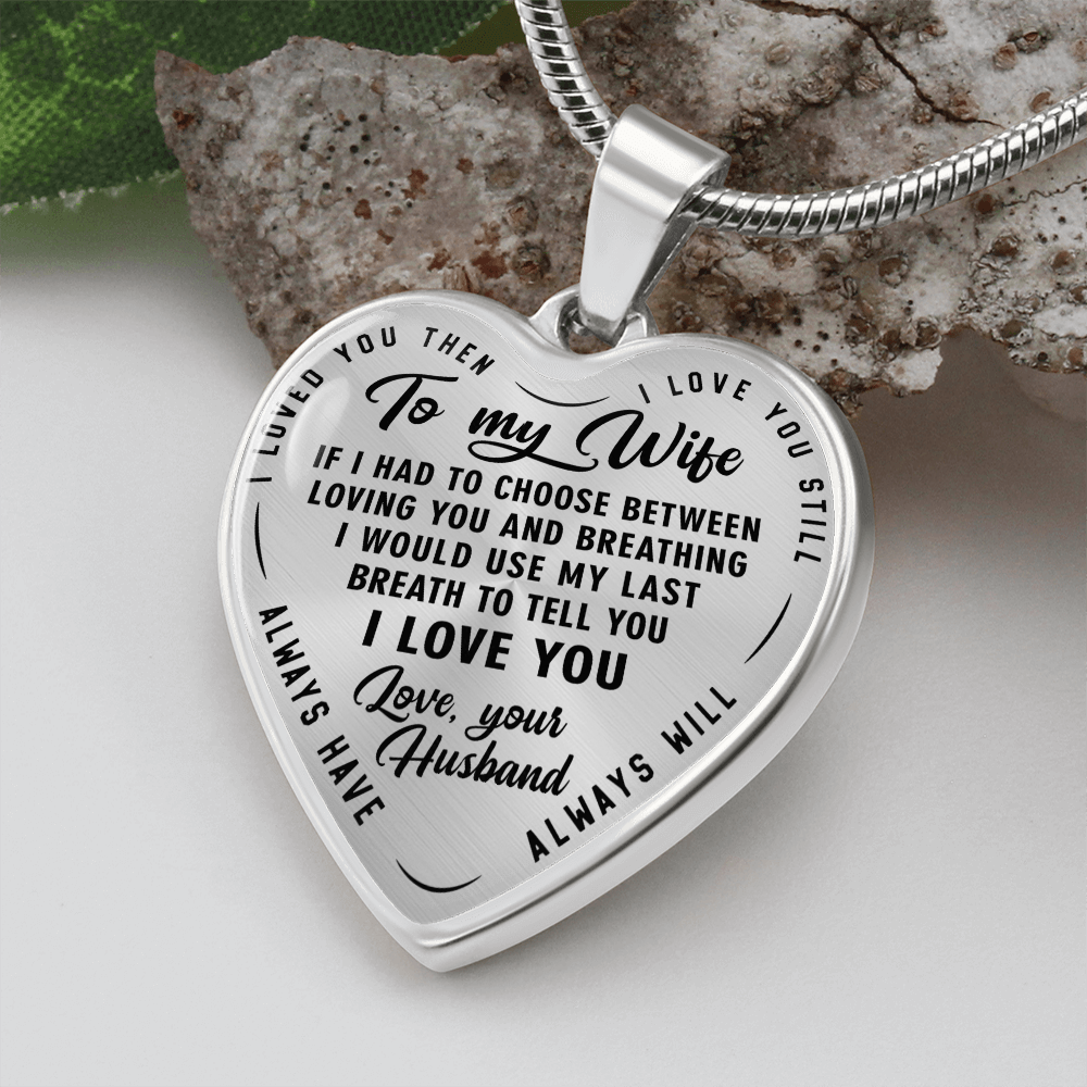litzzy To my Wife - Last Breath - Heart Luxury Necklace - Necklace Gift For Her, Wife, Girlfriend, Anniversary, Wedding, Valentine, Birthday with Message Card Jewelry   