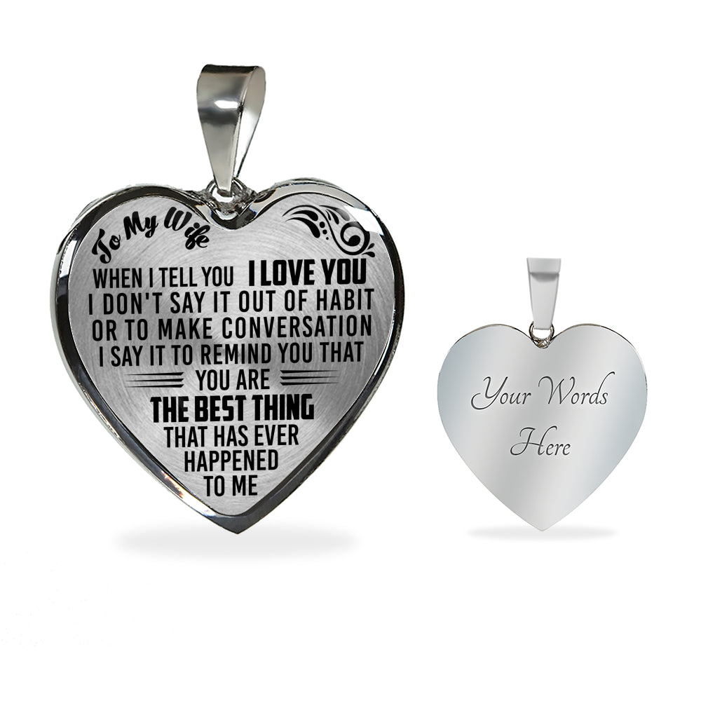 litzzy To My Wife Necklace When I tell I Love You - Necklace Gift For Her, Wife, Girlfriend, Anniversary, Wedding, Valentine, Birthday with Message Card Jewelry Luxury Necklace (Silver) Yes 