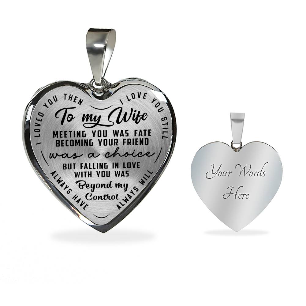 litzzy To My Wife - Meeting You Was Fate - Heart Luxury Necklace - Necklace Gift For Her, Wife, Girlfriend, Anniversary, Wedding, Valentine, Birthday with Message Card Jewelry Luxury Necklace (Silver) Yes 
