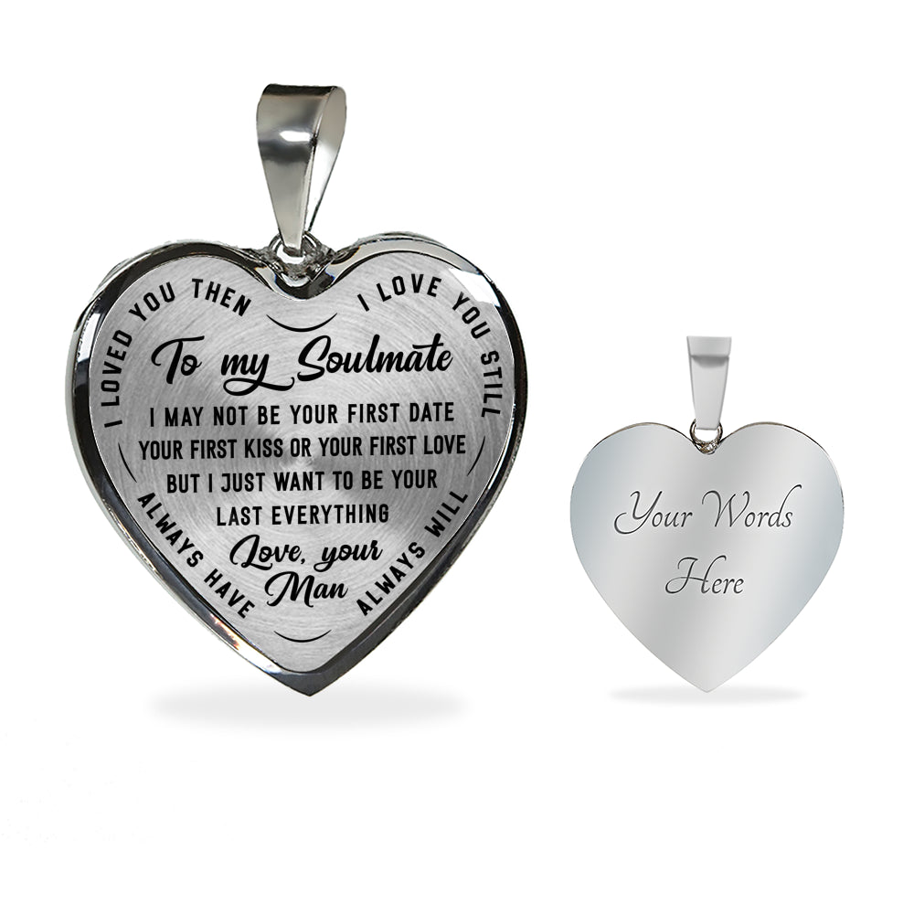 litzzy To My Soulmate - Last Everything - Heart Luxury Necklace - Necklace Gift For Her, Wife, Girlfriend, Anniversary, Wedding, Valentine, Birthday with Message Card Jewelry Luxury Necklace (Silver) Yes 