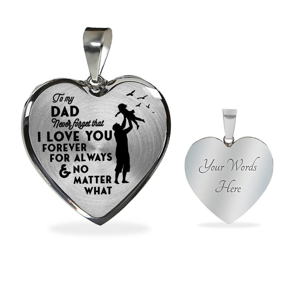 litzzy To My Dad Never Forget That I Love You Dad & Daughter Gifts Jewelry Luxury Necklace (Silver) Yes 