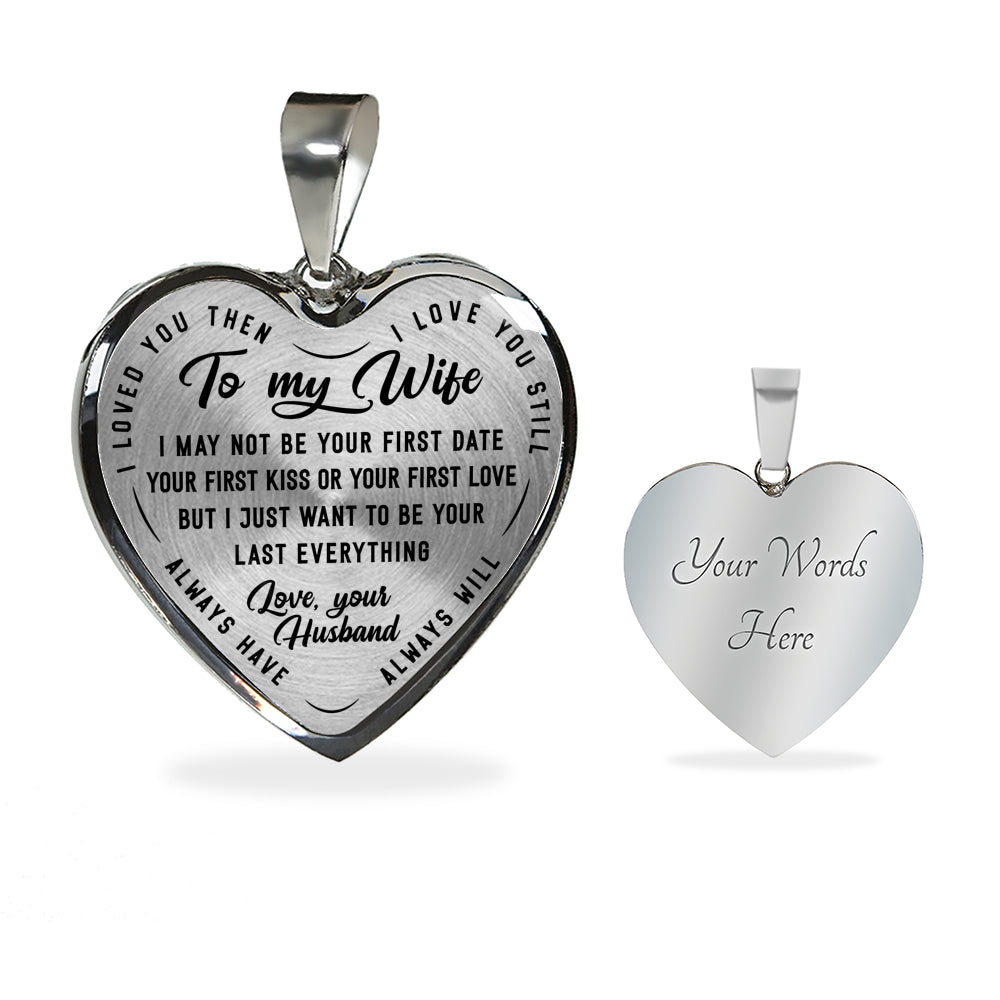 litzzy To My Wife - Last Everything - Luxury Heart Necklace - Necklace Gift For Her, Wife, Girlfriend, Anniversary, Wedding, Valentine, Birthday with Message Card Jewelry Luxury Necklace (Silver) Yes 