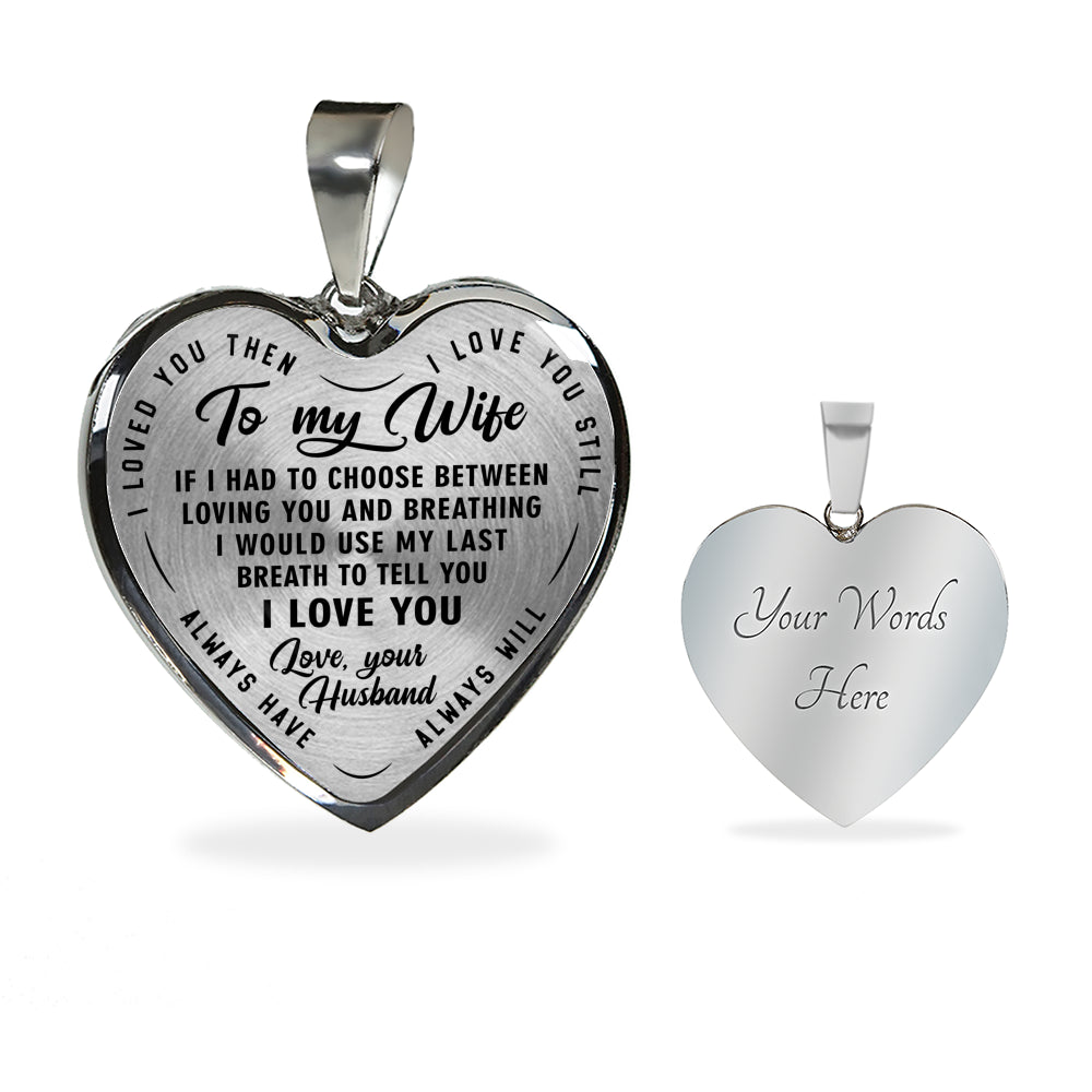 litzzy To my Wife - Last Breath - Heart Luxury Necklace - Necklace Gift For Her, Wife, Girlfriend, Anniversary, Wedding, Valentine, Birthday with Message Card Jewelry Luxury Necklace (Silver) Yes 
