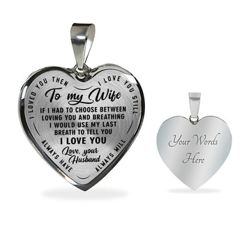 litzzy To my Wife - Last Breath - Heart Luxury Necklace - Necklace Gift For Her, Wife, Girlfriend, Anniversary, Wedding, Valentine, Birthday with Message Card Jewelry Luxury Necklace (Silver) Yes 