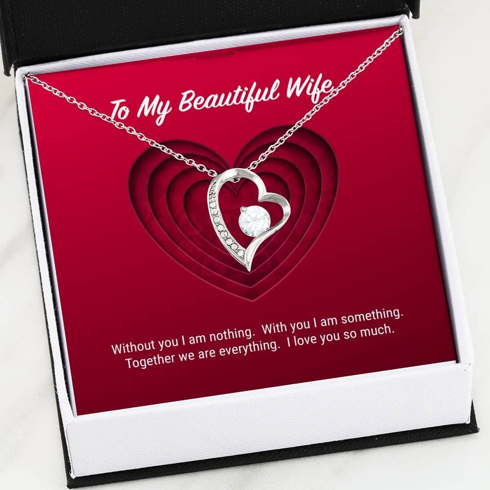 litzzy To My Beautiful Wife Forever Love Necklace (14K White Gold Finish) - Gifts For Wife Necklace Valentines Day Custom Made Romantic Gift For My Best Wife Ever Jewelry   