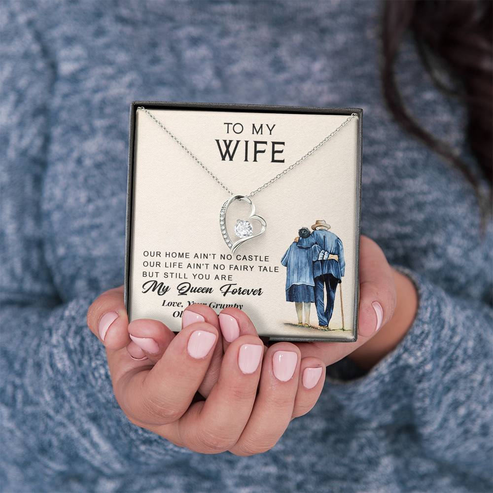 litzzy To My Wife - You Are My Queen Forever - Necklace Gift For Her, Wife, Girlfriend, Anniversary, Wedding, Valentine, Birthday with Message Card Jewelry   