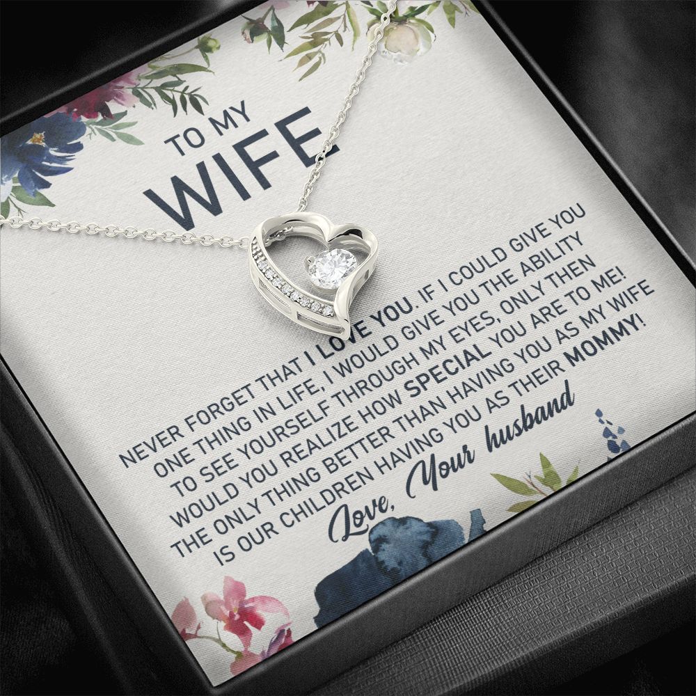litzzy To My Wife, The Only Thing Better Than Having You As My Wife Is Our Children Having You As Their Mommy - Forever Love Necklace - Necklace Gift For Her, Wife, Girlfriend, Anniversary, Wedding, Valentine, Birthday with Message Card Jewelry   