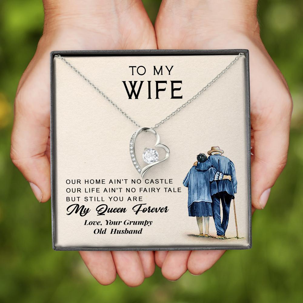 litzzy To My Wife - You Are My Queen Forever - Necklace Gift For Her, Wife, Girlfriend, Anniversary, Wedding, Valentine, Birthday with Message Card Jewelry   