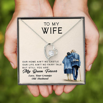 litzzy To My Wife - You Are My Queen Forever - Necklace Gift For Her, Wife, Girlfriend, Anniversary, Wedding, Valentine, Birthday with Message Card Jewelry   