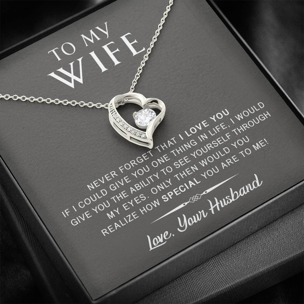 litzzy To My Wife - Never Forget That I Love You - Anniversary, Birthday, Mother's Day Gift - Forever Love Necklace - Necklace Gift For Her, Wife, Girlfriend, Anniversary, Wedding, Valentine, Birthday with Message Card Jewelry   