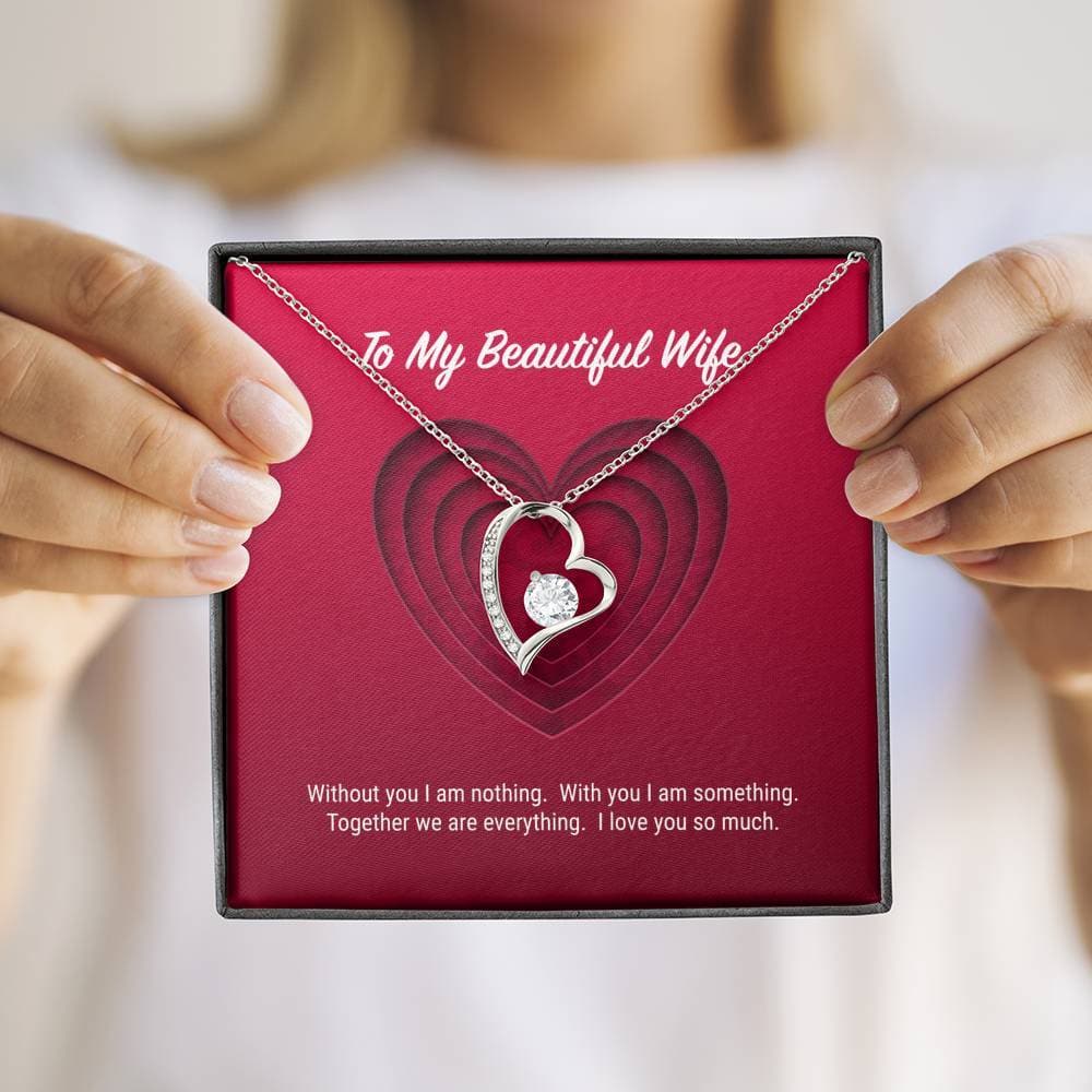 litzzy To My Beautiful Wife Forever Love Necklace (14K White Gold Finish) - Gifts For Wife Necklace Valentines Day Custom Made Romantic Gift For My Best Wife Ever Jewelry   