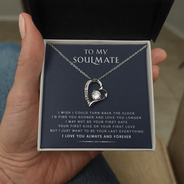 litzzy To My Soulmate - Turn Back The Clock - Gift For Mother's Day, Birthday, Anniversary - Necklace Gift For Her, Wife, Girlfriend, Anniversary, Wedding, Valentine, Birthday with Message Card Jewelry Standard Box  