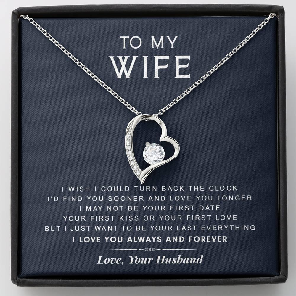 litzzy To My Wife - Turn Back The Clock - Gift For Valentine, Birthday, Anniversary - Necklace Gift For Her, Wife, Girlfriend, Anniversary, Wedding, Valentine, Birthday with Message Card Jewelry Standard Box  
