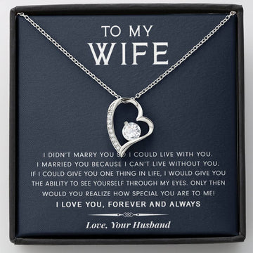 litzzy To My Wife - I Can’t Live Without You - Necklace Gift For Wife, Girlfriend, Anniversary, Valentine, Birthday With Message Card - Forever Love Necklace Jewelry Standard Box  
