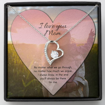 litzzy Litzzy Forever Love Necklace To my Mom, To Mom No Matter What  (14K White Gold) Mothers Day Jewelry, Necklace gifts set from Son, Daughter Jewelry Standard Box  