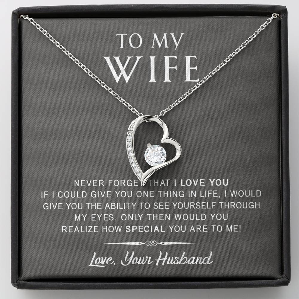 litzzy To My Wife - Never Forget That I Love You - Anniversary, Birthday, Mother's Day Gift - Forever Love Necklace - Necklace Gift For Her, Wife, Girlfriend, Anniversary, Wedding, Valentine, Birthday with Message Card Jewelry Standard Box  