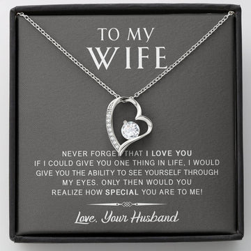 litzzy To My Wife - Never Forget That I Love You - Anniversary, Birthday, Mother's Day Gift - Forever Love Necklace - Necklace Gift For Her, Wife, Girlfriend, Anniversary, Wedding, Valentine, Birthday with Message Card Jewelry Standard Box  