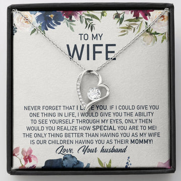 litzzy To My Wife, The Only Thing Better Than Having You As My Wife Is Our Children Having You As Their Mommy - Forever Love Necklace - Necklace Gift For Her, Wife, Girlfriend, Anniversary, Wedding, Valentine, Birthday with Message Card Jewelry Standard Box  
