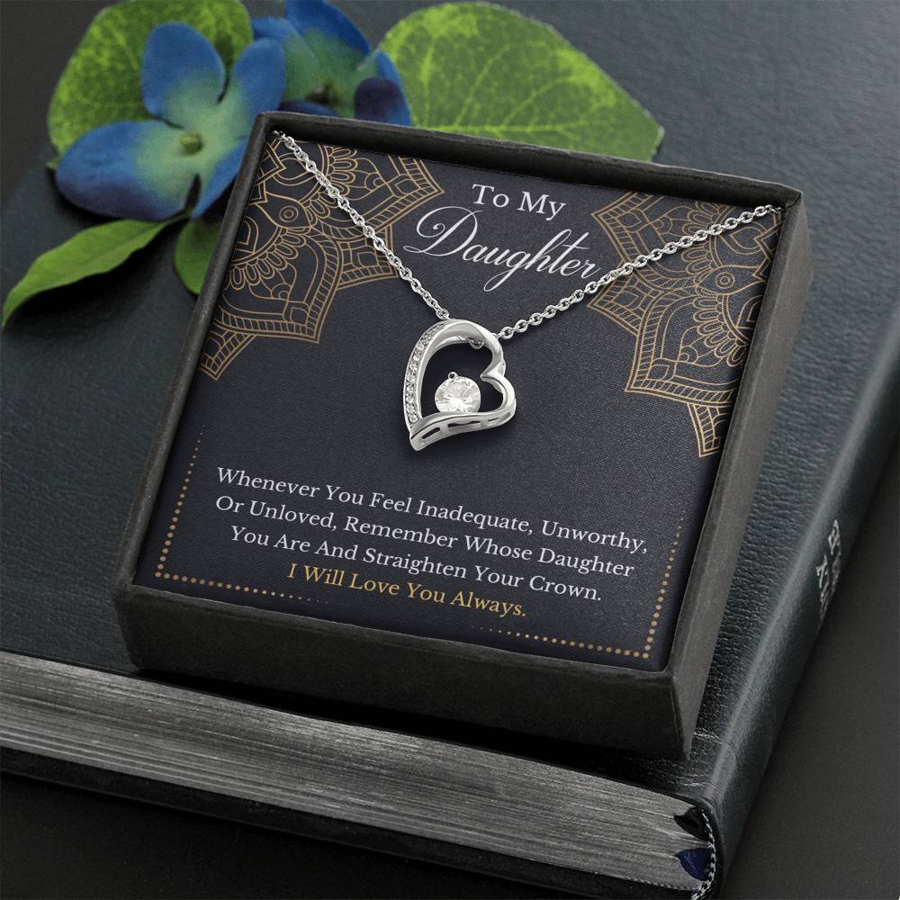 litzzy To My Daughter - Remember Whose Daughter You Are And Straighten Your Crown- Forever Love Necklace jewelry   