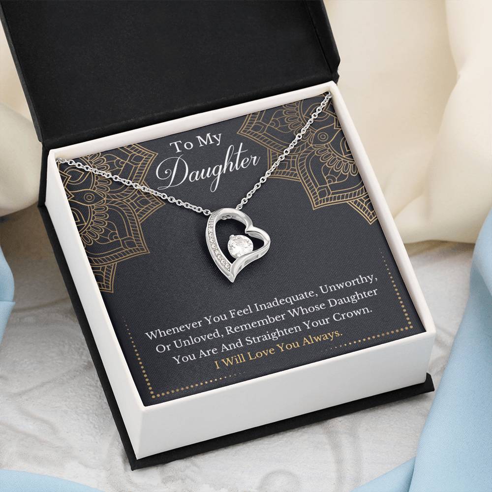 litzzy To My Daughter - Remember Whose Daughter You Are And Straighten Your Crown- Forever Love Necklace jewelry   