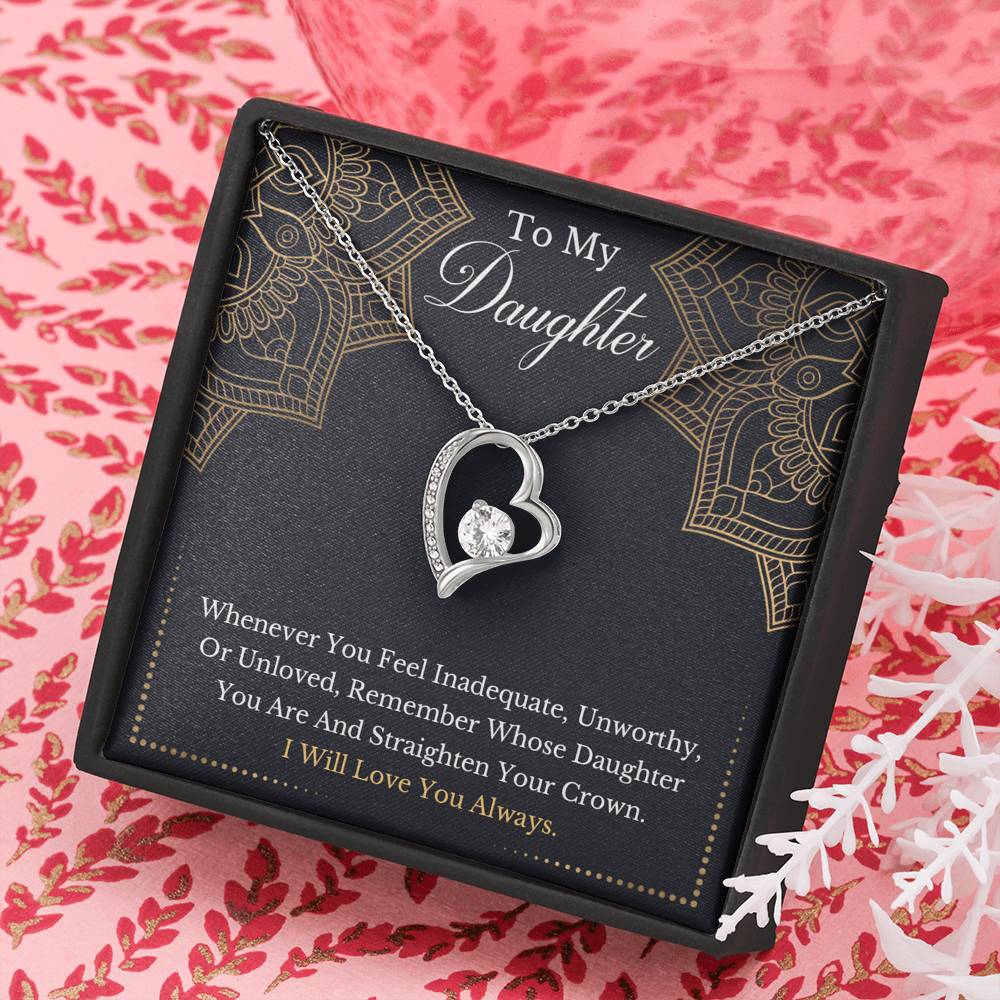 litzzy To My Daughter - Remember Whose Daughter You Are And Straighten Your Crown- Forever Love Necklace jewelry   