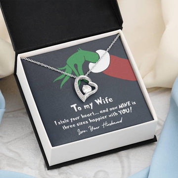 litzzy To My Wife - I Stole Your Heart - Forever Love Necklace - Necklace Gift For Her, Wife, Girlfriend, Anniversary, Wedding, Valentine, Birthday with Message Card Jewelry Standard Box  