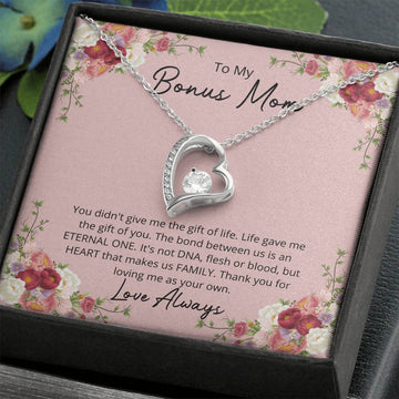 litzzy Litzzy Forever Love Necklace To my bonus mom, Thank you for loving me as your own Mothers Day Jewelry, Necklace gifts set from Son, Daughter Jewelry Classic Two Tone  