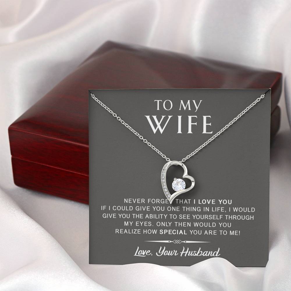 litzzy To My Wife - Never Forget That I Love You - Anniversary, Birthday, Mother's Day Gift - Forever Love Necklace - Necklace Gift For Her, Wife, Girlfriend, Anniversary, Wedding, Valentine, Birthday with Message Card Jewelry   