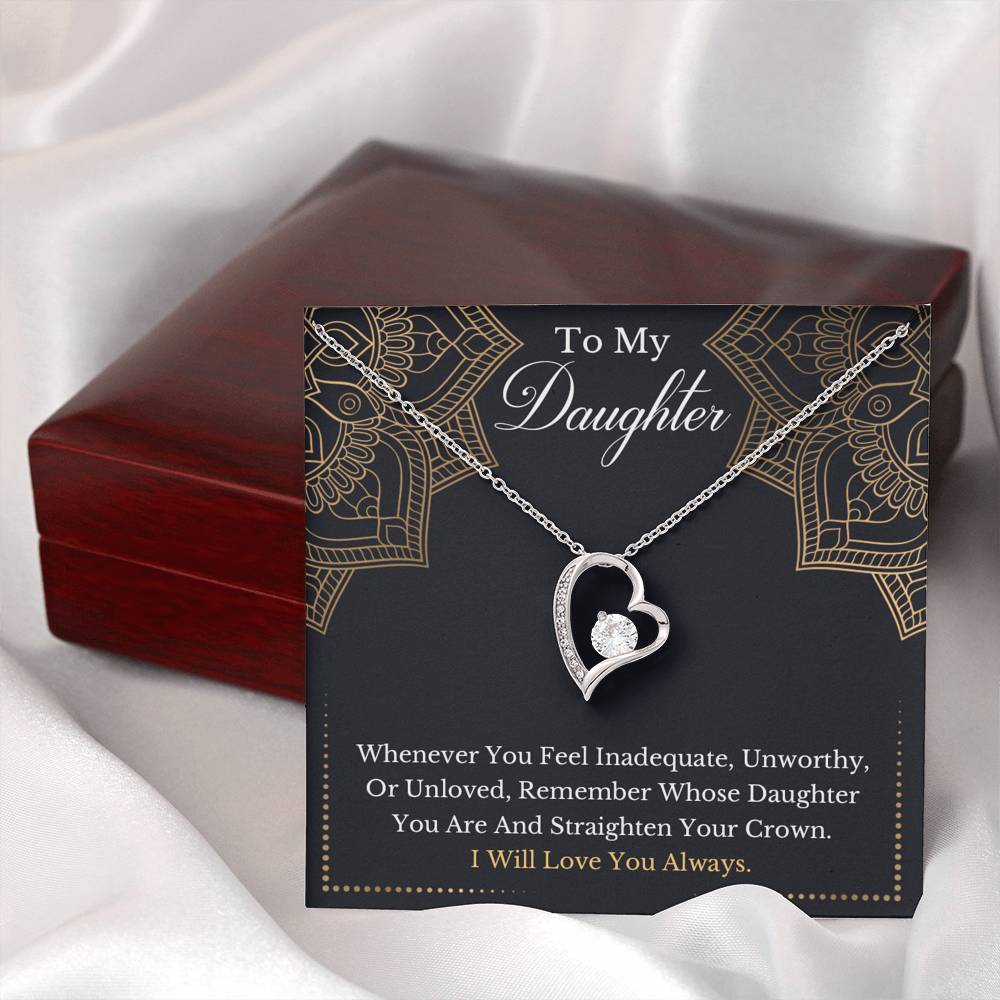 litzzy To My Daughter - Remember Whose Daughter You Are And Straighten Your Crown- Forever Love Necklace jewelry   