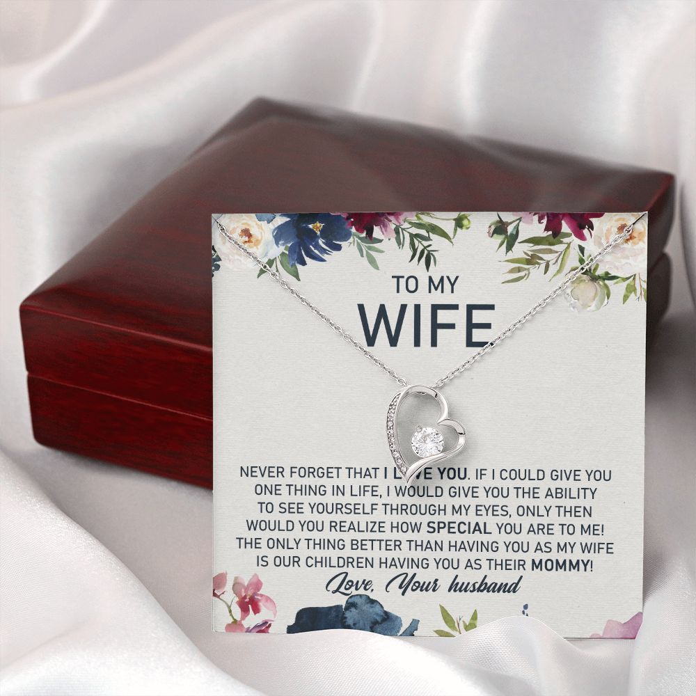 litzzy To My Wife, The Only Thing Better Than Having You As My Wife Is Our Children Having You As Their Mommy - Forever Love Necklace - Necklace Gift For Her, Wife, Girlfriend, Anniversary, Wedding, Valentine, Birthday with Message Card Jewelry   