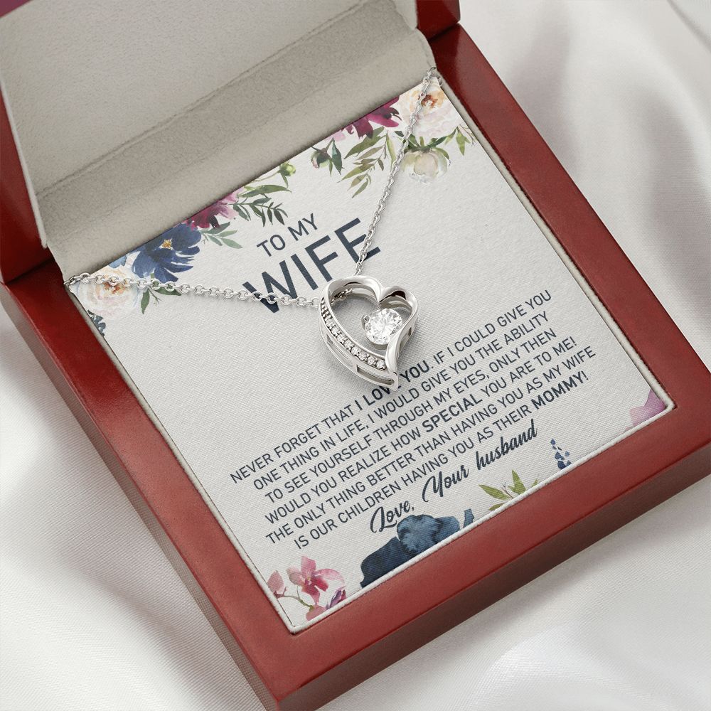 litzzy To My Wife, The Only Thing Better Than Having You As My Wife Is Our Children Having You As Their Mommy - Forever Love Necklace - Necklace Gift For Her, Wife, Girlfriend, Anniversary, Wedding, Valentine, Birthday with Message Card Jewelry   
