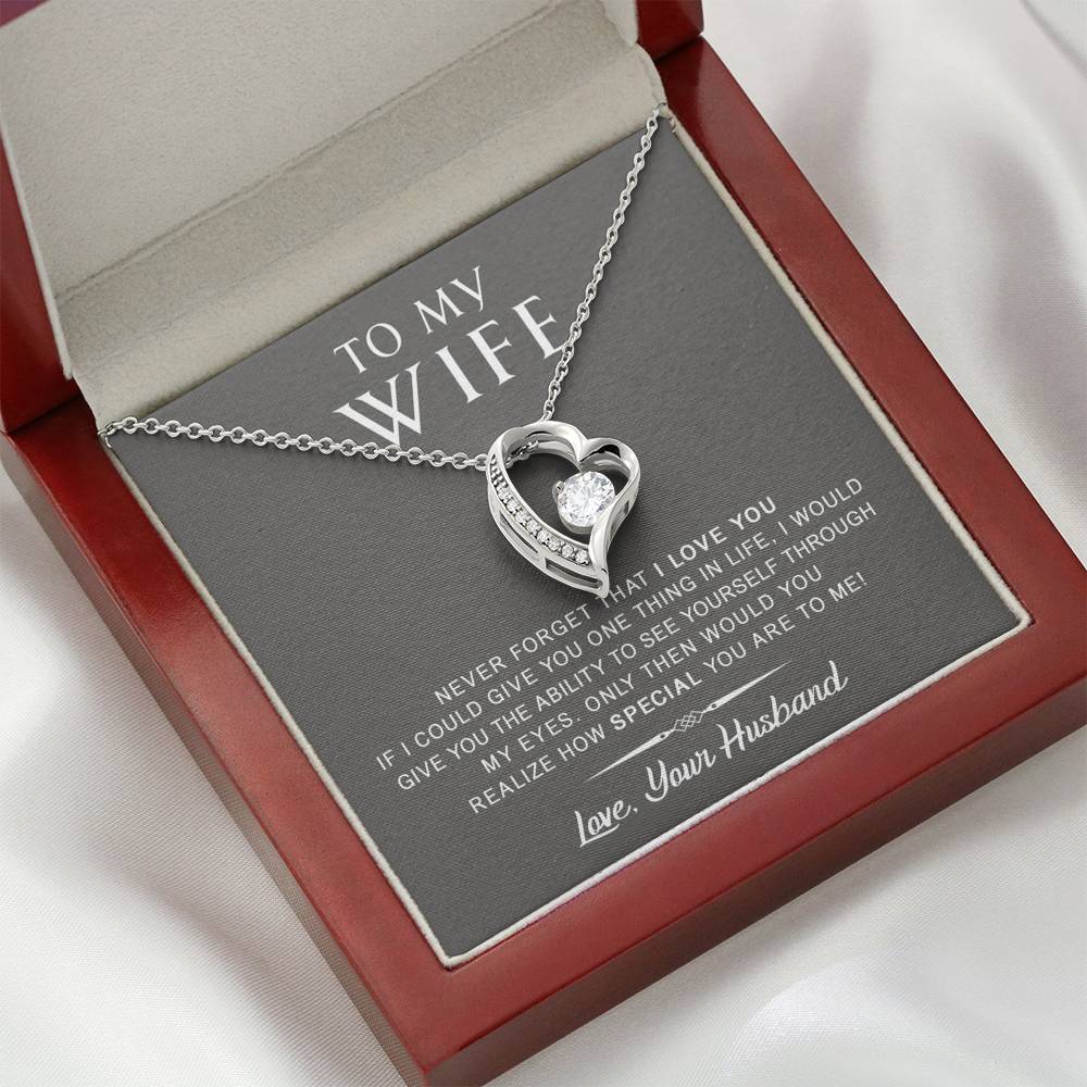 litzzy To My Wife - Never Forget That I Love You - Anniversary, Birthday, Mother's Day Gift - Forever Love Necklace - Necklace Gift For Her, Wife, Girlfriend, Anniversary, Wedding, Valentine, Birthday with Message Card Jewelry   