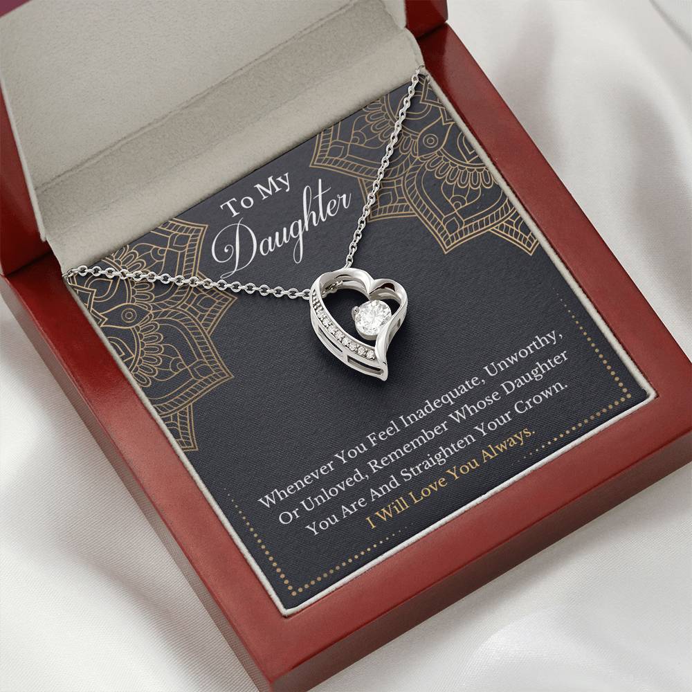 litzzy To My Daughter - Remember Whose Daughter You Are And Straighten Your Crown- Forever Love Necklace jewelry   