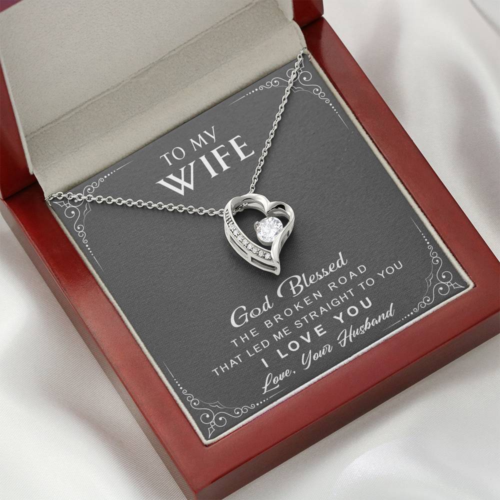 litzzy To My Wife - Broken Road - Forever Love Necklace - Necklace Gift For Her, Wife, Girlfriend, Anniversary, Wedding, Valentine, Birthday with Message Card Jewelry   
