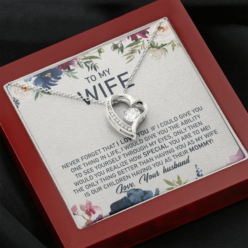 litzzy To My Wife, The Only Thing Better Than Having You As My Wife Is Our Children Having You As Their Mommy - Forever Love Necklace - Necklace Gift For Her, Wife, Girlfriend, Anniversary, Wedding, Valentine, Birthday with Message Card Jewelry Mahogany Style Luxury Box  