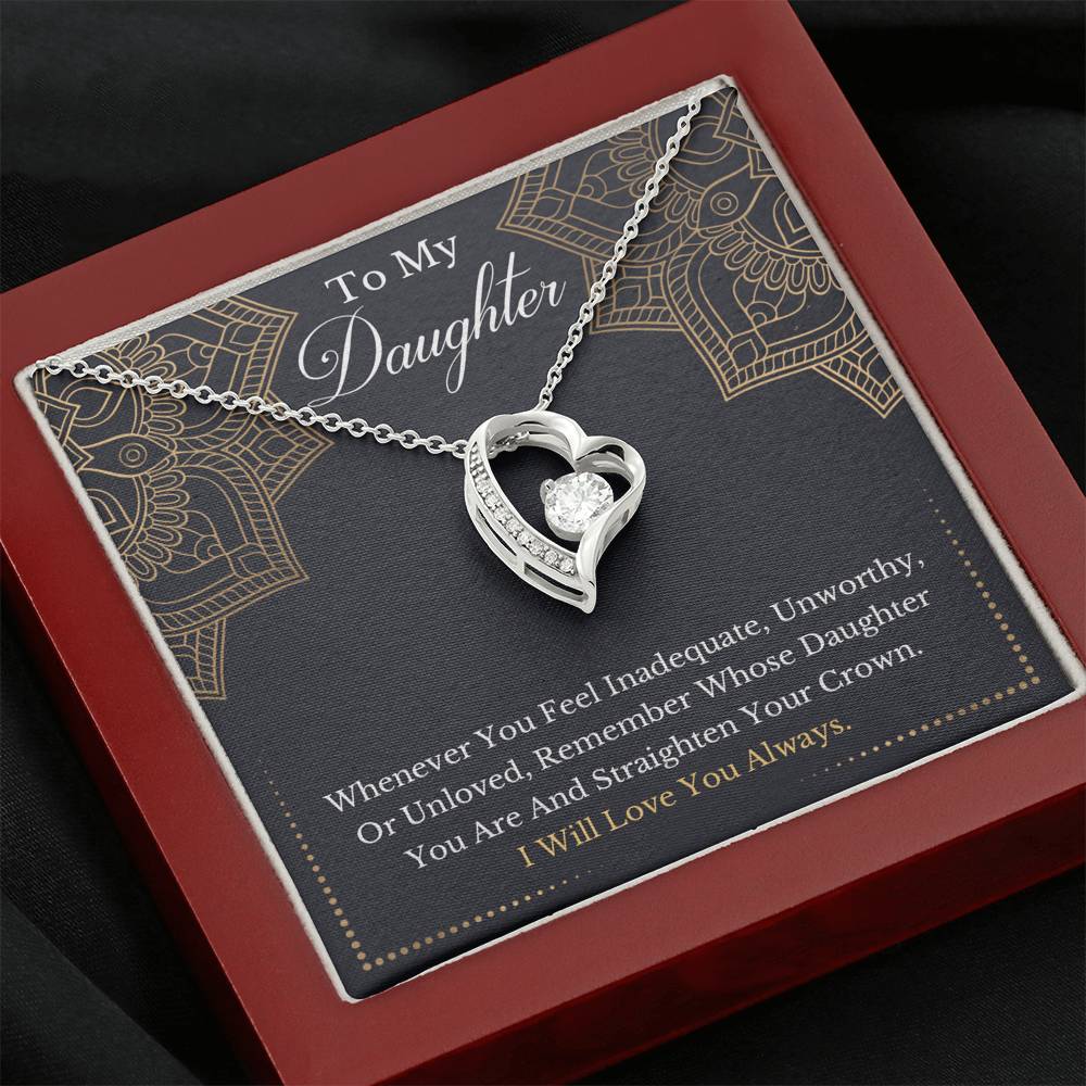 litzzy To My Daughter - Remember Whose Daughter You Are And Straighten Your Crown- Forever Love Necklace jewelry   