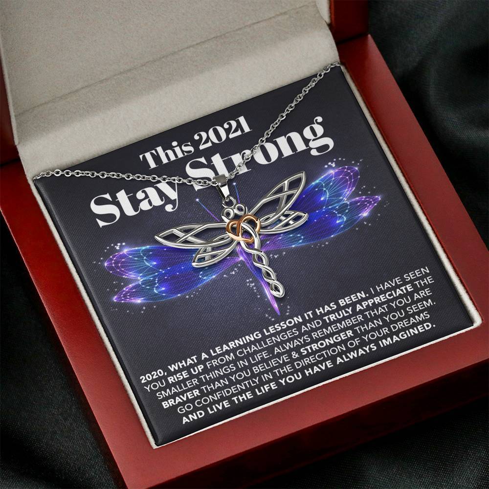 litzzy This 2021 - Stay Strong - Dragonfly Necklace Jewelry   
