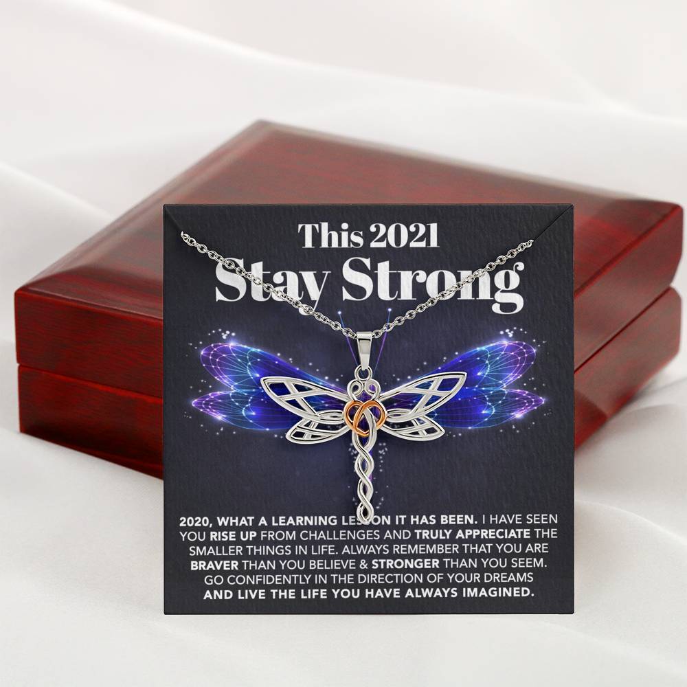 litzzy This 2021 - Stay Strong - Dragonfly Necklace Jewelry   